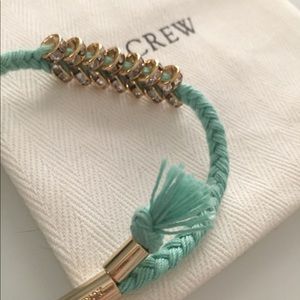 J. Crew Braided Bracelet Aqua Blue Crystal Sparkle
